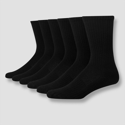 Men's Big & Tall Hanes Premium Performance Cushioned Crew Socks 6pk - Black 12-14