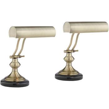 Regency Hill Serenity 12" High Small Traditional Piano Desk Lamps Set of 2 Adjustable Gold Antique Brass Finish Metal Home Office Living Room Bedroom