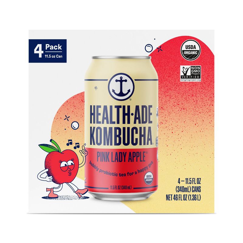 Health-Ade Pink Lady Apple Kombucha - 4ct/11.5 fl oz Cans, 1 of 4
