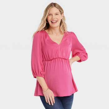Elbow Sleeve Woven Back Cut Out Maternity And Beyond Shirt - Isabel  Maternity By Ingrid & Isabel™ Black Xs : Target