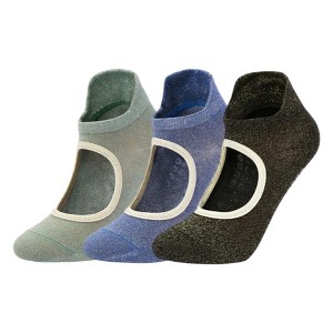 Anna-Kaci Women's 3-Pack Quarter Cut Ballet Grip Socks with Slightly Shiny Stretch Knit and Anti-Slip Sole - 1 of 4