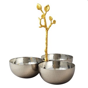 Jiallo  Golden Vine Hammered Triple Bowl - 1 of 4