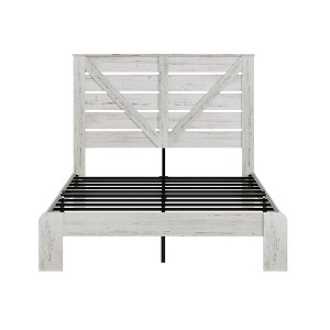 Gulches Queen Size Bed Frame With Headboard White Industrial Style Heavy Duty Steel 800 Lbs Noise Free No Box Spring Needed - 1 of 4
