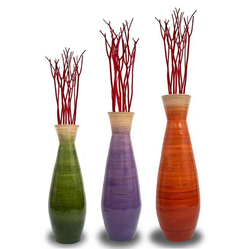 Uniquewise Classic Bamboo Floor Vase Handmade, For Dining, Living Room, Entryway, Fill Up With Dried Branches Or Flowers, 6 of 8