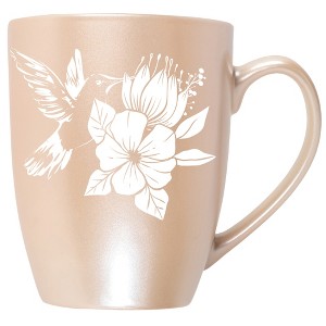 Elanze Designs Hummingbird Flower Precious Pearl 10 ounce New Bone China Coffee Cup Mug - 1 of 4