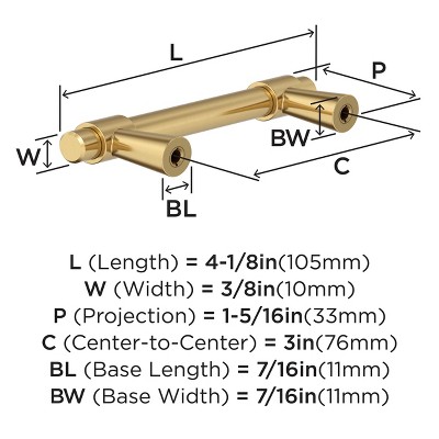 Champagne Bronze Modern Bar Cabinet Pull with Mounting Hardware