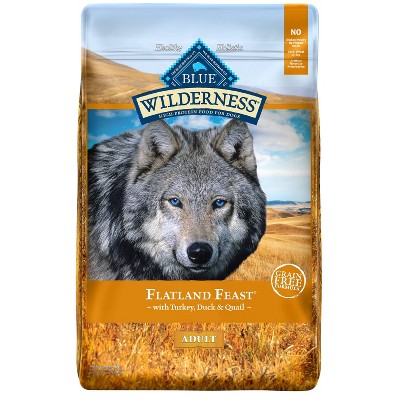 Blue Buffalo Wilderness Grain Free Flatland Feast with Turkey, Quail & Duck Dry Dog Food - 22lbs