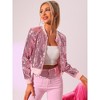 INSPIRE CHIC Women's Sequin Long Sleeve Glitter Shiny Party Bomber Jacket - 2 of 4
