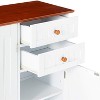 Kings Brand Furniture Habar 3-Door Wood Kitchen Storage Buffet Cabinet, White/Walnut - 4 of 4