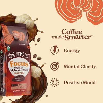 Four Sigmatic Organic High Caffeine Dark Roast Ground Coffee with Lion's Mane Mushroom and Yacon - 10oz