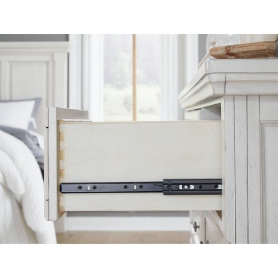 Elegant Antiqued White 2-Drawer Nightstand with Bronze-Tone Hardware
