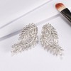 Curved Leaf Stud Drop Earrings for Women Clear Cubic Zirconia Ginger Lyne Collection - 2 of 4