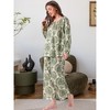 INSPIRE CHIC Women's Pajamas Set Long Sleeve Floral Pullover Tie Front Wide Leg 2 Piece Loungewear - 2 of 4