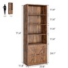Bookcase with Doors Industrial Bookshelf 11.8in Depth Display Storage Shelves 71.4in Tall Farmhouse Bookcases Wood 6 Shelf Bookshelvels - 4 of 4