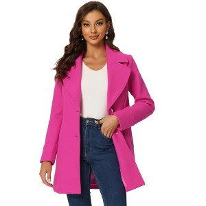 INSPIRE CHIC Women's Elegant Notched Lapel Button Single Breasted Winter Coat - 1 of 4