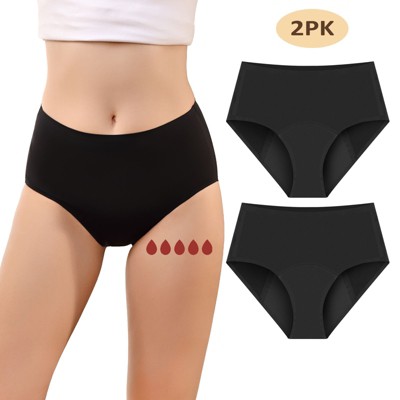 CARER Womens Period Underwear Comfort Leak Proof Underwear for Women Mild Absorbency Menstrual Briefs Day 50ml and Night 100ml - 2pk