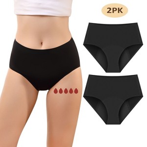 CARER 2pk Womens Period Underwear Comfort Leak Proof Underwear for Women Mild Absorbency Menstrual Briefs Day 50ml and Night 100ml - 1 of 4
