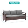 Sonkuki Outdoor Wicker Patio 3-Seat Sofa, PE Rattan Conversation Set With All-Weather Cushions - 2 of 4