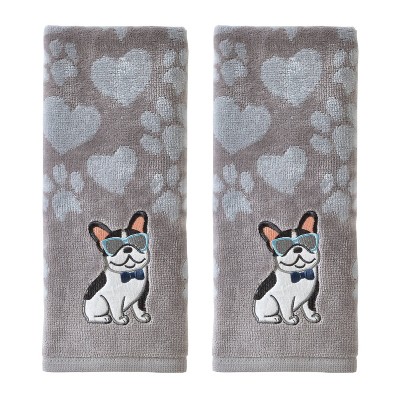 2pk Cool Frenchie Hand Towel Set Gray - SKL Home