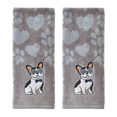 2pk Cool Frenchie Hand Towel Set Gray - SKL Home