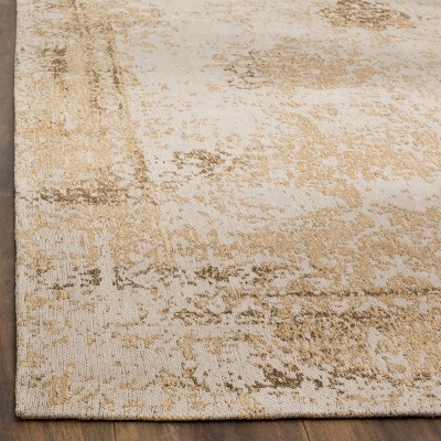 Classic Sand Floral Flat Woven Cotton Area Rug
