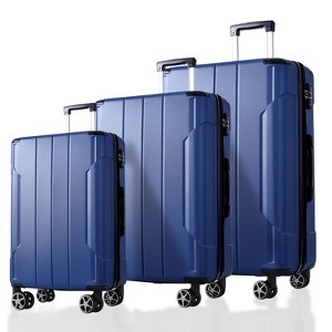 FONTOI Carry On Luggage Sets 3 Piece with Double Spinner, 20/24/28 Inch Expandable Travel luggage Set, Blue, 11.6"*29.5"*18.5" - 1 of 4