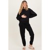 Pinkblush Black Fleece Long Sleeve Maternity Pullover & Jogger Set - 2 of 4
