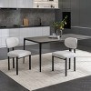 Vynxaria Set of 2 White Boucle Dining Chairs with Black Metal Legs - 4 of 4