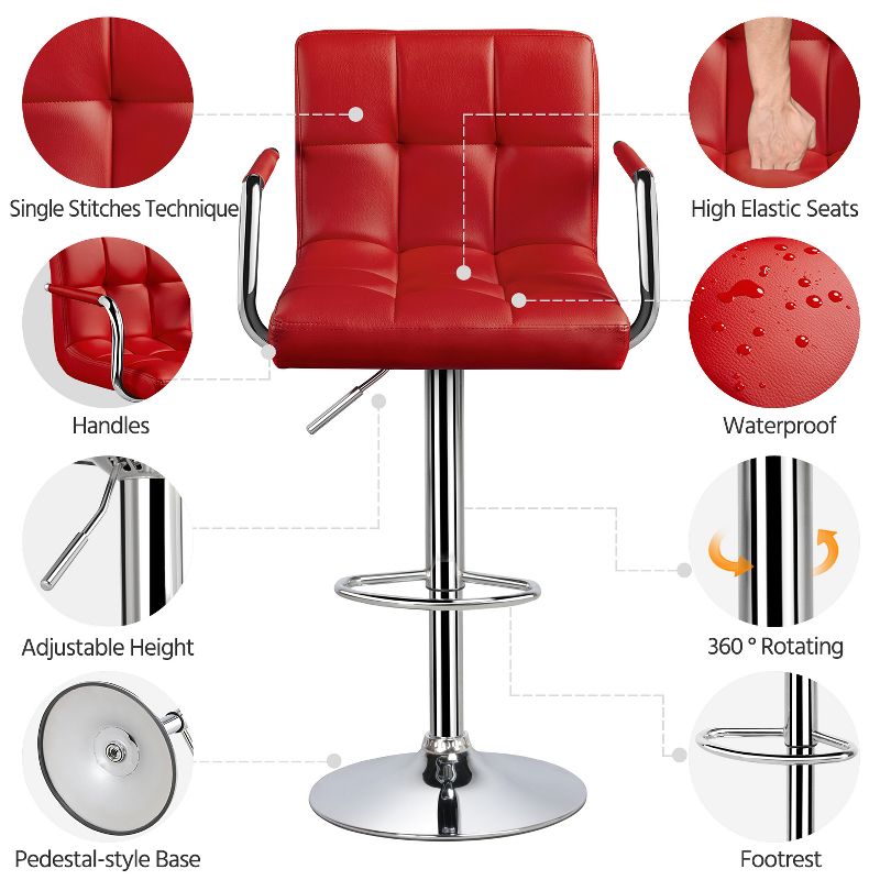Yaheetech 2PCS Swivel Adjustable Bar Stools with Large Steel Pedestal Base for Bar Counter, 5 of 10