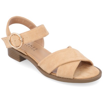 Journee Collection Womens Cressida Crisscross Strap Stacked Heel Sandals