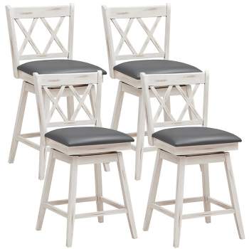 Tangkula Set of 4 Barstools Swivel Counter Height Chairs w/Rubber Wood Legs