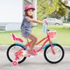 Costway 14/16/18 Inch Kids Bike with Basket Doll Seat & Colorful Streamers 2 Training Wheels Pink - 2 of 4