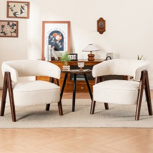 YOUNIKE Modern Accent Arm Chair Fabric Living Room Chairs Comfy Lounge Sofa Reading Chair 27.56" W x 23.62" D x 27.95" H with Wood V-Leg - 1 of 4