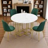 5-Piece Round Drop Leaf Dining Table Set, Faux Marble Top, 4 Upholstered Chairs, Compact Folding Kitchen Table Set with Metal Frame for Dining Room - 3 of 4
