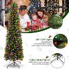 HOMDOX 6ft Pre-Lit Pencil Artificial Christmas Tree with 250 Multicolor LED Lights - Slim Spruce Green, Easy Assembly, Hinged Branches & Metal Stand - 4 of 4