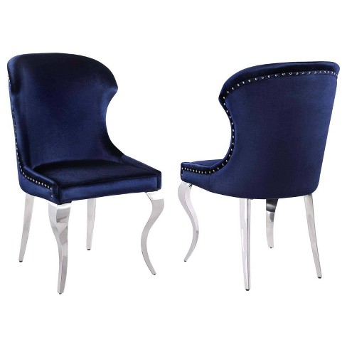 Coaster Set of 2 Cheyanne Glam Wingback Upholstered Side Chairs with Nailhead Trim - image 1 of 4