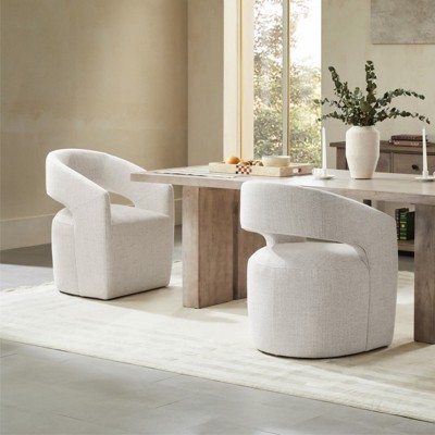 Spruce&Spring Modern Barrel Dining Chair with Caster Wheels & Open Back Fully Assembled, Single