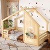 Okak Twin/Full House Floor Bed Frame with Window & Small Shelf,Solid Wood House-shaped Bed for Kids,No Spring Box Needed - 3 of 4