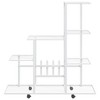 vidaXL White Metal Flower Stand with Wheel - Durable Plant Rack for Indoor & Outdoor Decor Display - Easy-to-Move Garden Accessory - 3 of 4