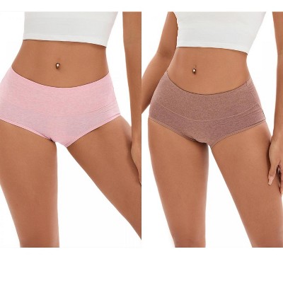 INSPIRE CHIC 2 Pcs Women's Plus Size High Waisted Tummy Control Briefs Butt Lifter Control Panties
