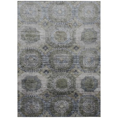 HomeRoots 5' X 8' Brown And Gray Medallion Washable Indoor Outdoor Area Rug