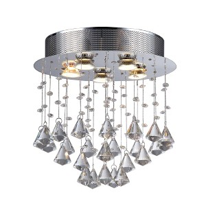 Warehouse Of Tiffany 17" x 17" x 6" Cerda 5 Light Crystal Chandelier Silver : Modern Ceiling Fixture for Living Room - 1 of 3