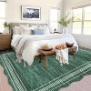 10x13 Large Scalloped Solid Washable Area Rug, Low-Pile Non-Slip Carpet for Living Room, Bedroom, Dining, Home Office, Green - 2 of 4