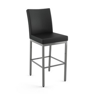 Amisco Perry Upholstered Barstool: Faux Leather, Steel Frame, 30" Seat Height - 1 of 4