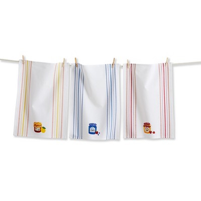 Tag Fresh Pick Jam Jar Dishtowel Set of 3 - Kitchen Textiles, Everyday Use, Machine Washable, 26" x 18"