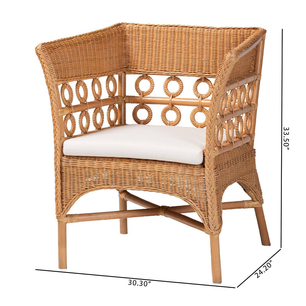 bali & pari Oxford Bohemian Rattan Arm Chair Light Honey - thumbnail 9