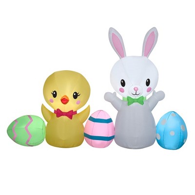 6.5' Inflatable Bunny and Chick Yard Decoration - National Tree Company