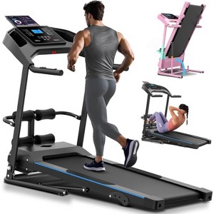 KRISRATE Foldable Treadmill with Sit Up Bench, 2025 Upgrade 3.5HP Portable Treadmills for Home with Incline, Smart LCD Display Body Fat & Heart Rate - 1 of 4