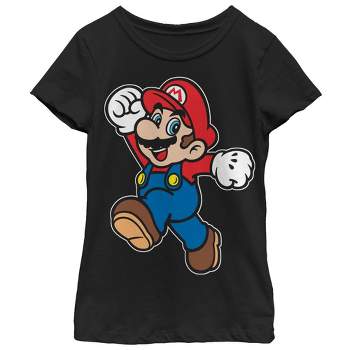 Girl\'s Nintendo Super Mario Target - Jump - T-shirt : Black Small
