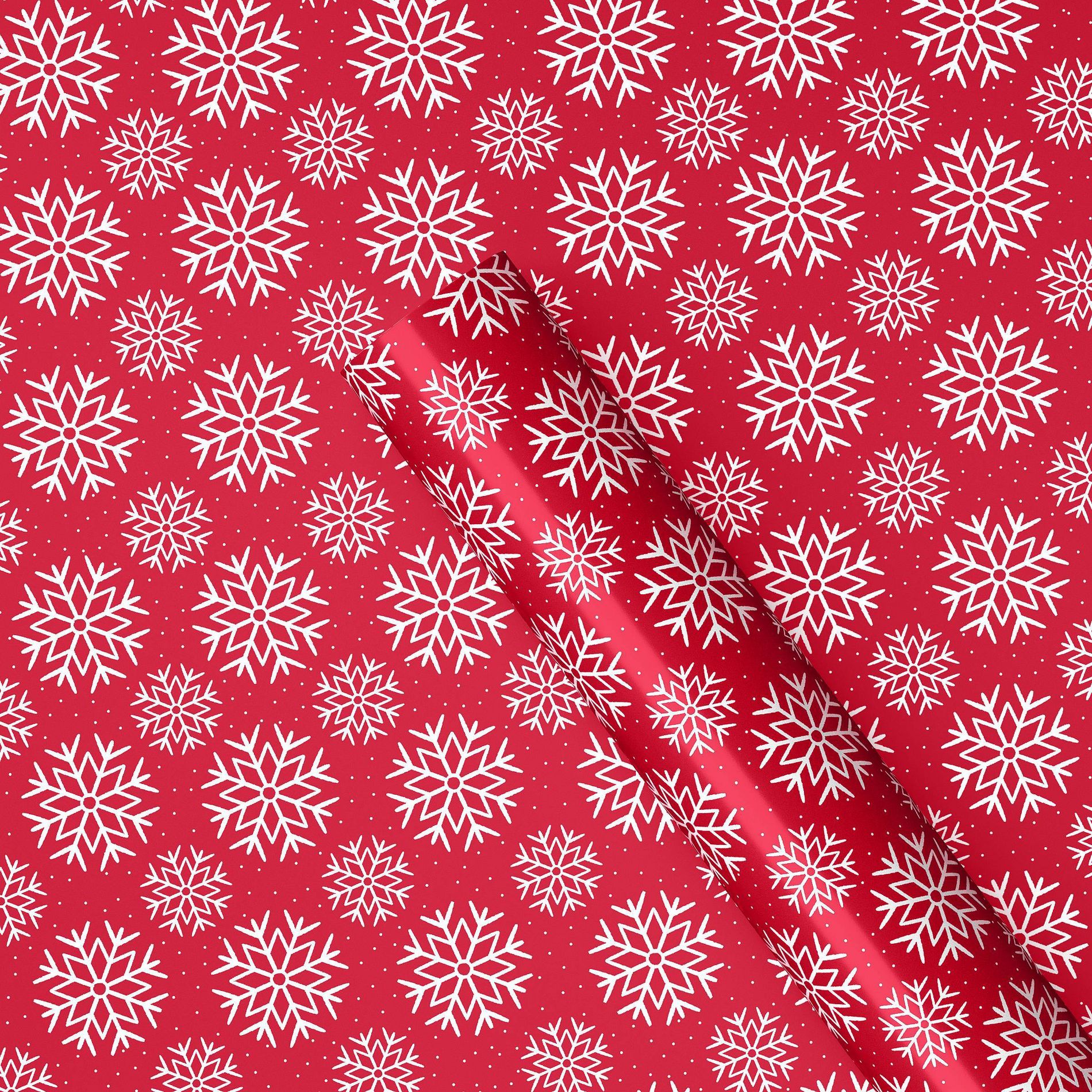 40" 220 sq ft Christmas Gift Wrapping Paper White Snowflakes on Red - Wondershop™